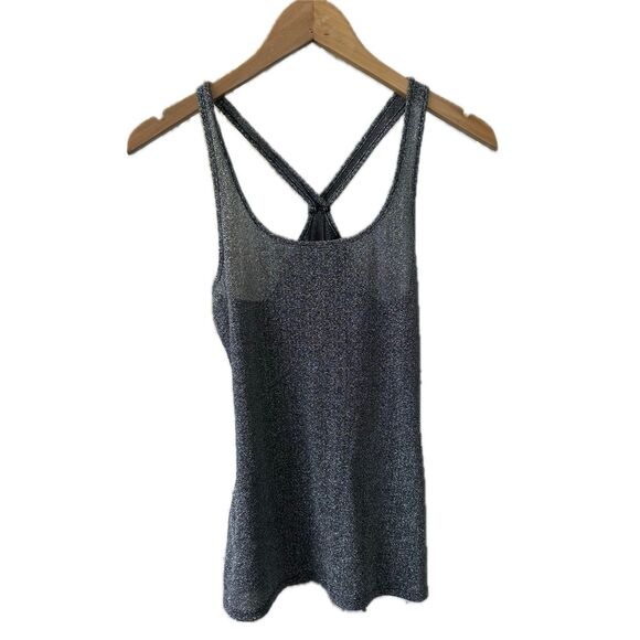 Express Women's Semi Sheer Metallic Shimmer Holiday Racerback Tank Top S - Picture 1 of 7